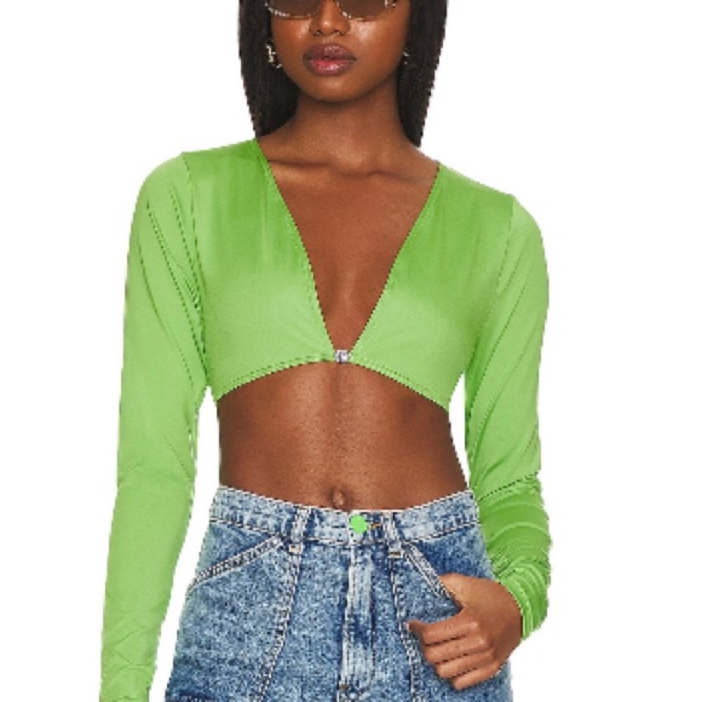 Vibrant Green Long Sleeve Cut Out Bodysuit from revolve